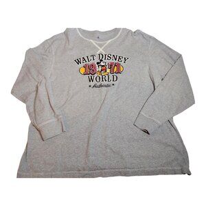 Disney Parks Thick Knit Embroidered T Shirt Size XL Gray Mickey Mouse Unisex